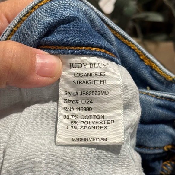 Judy Blue Size 0 Thermal High Rise Contrast Straight Denim Jeans Comfort Stretch - Picture 4 of 6